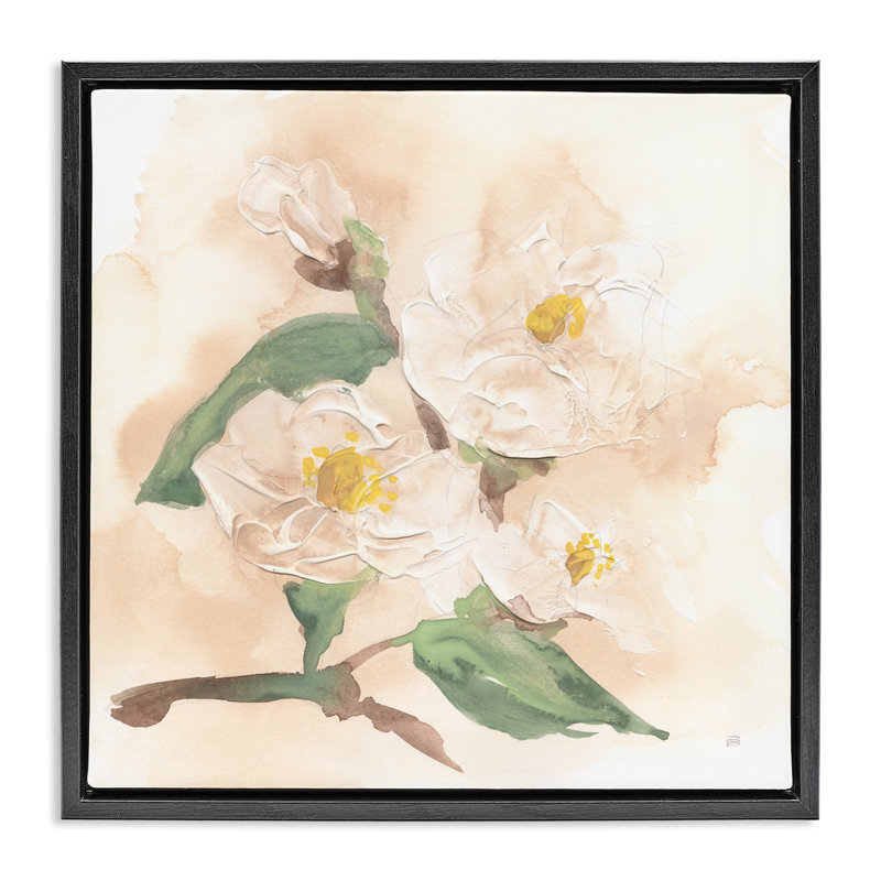 Soft Dimensional Magnolia Floating Frame, design by Chris Paschke, 25" H x 25" W, Jet Black Floater Frame