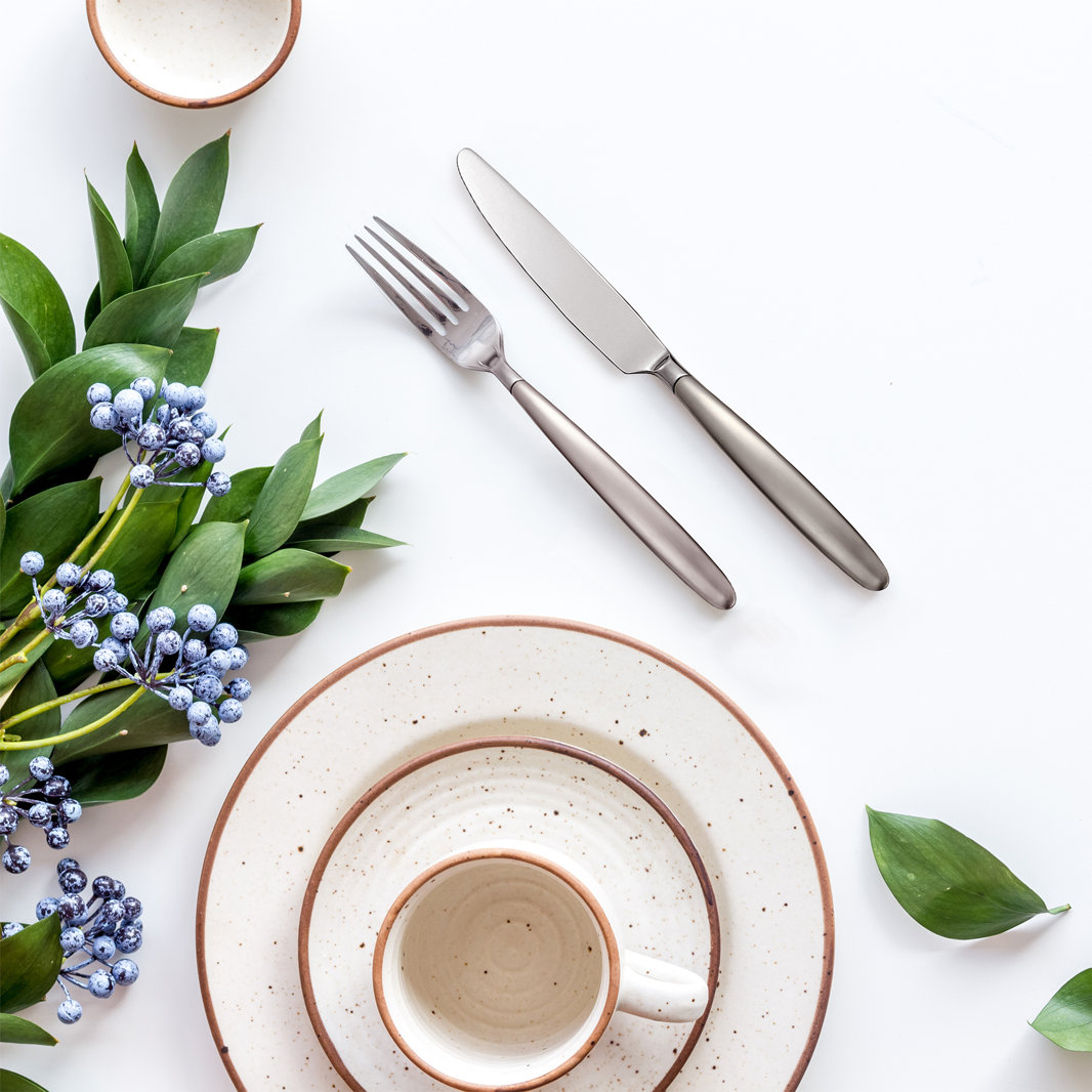 Tidal Flatware Set: Frosted Bodice with Mirror Polished Heads