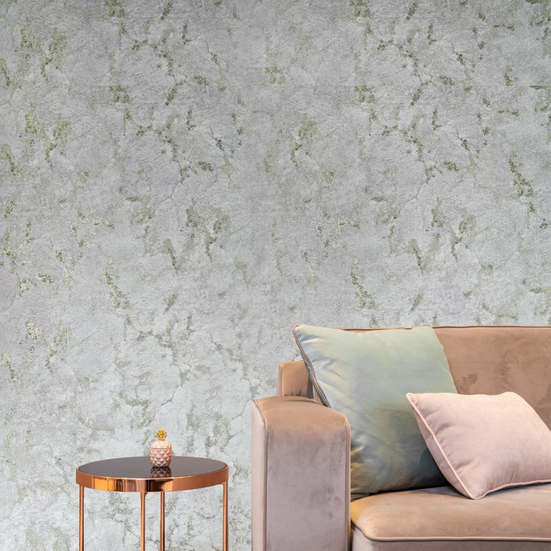 Papier peint texturé moderne en laiton gris avec coquille de perle métallique