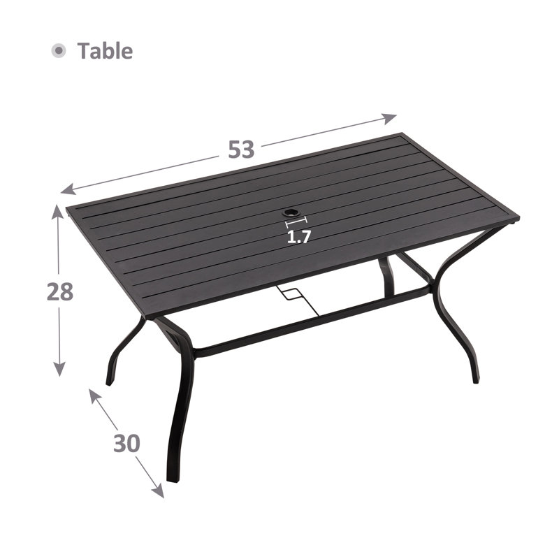 Bhairavi Rectangular Steel Outdoor Dining Table Yes , 52.76 " W 29.92 " D