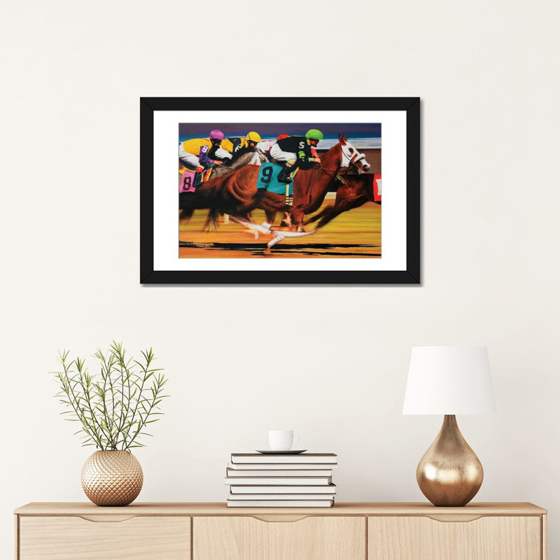 «The Horse Race», impression d'art mural encadrée, 24 po x 16 po, Framed Paper, Black