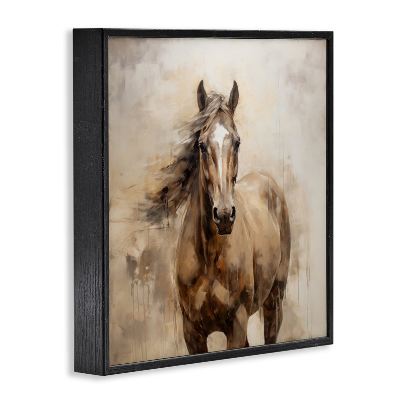 Cheval avec égouttement moderne, estampe numérique encadrée par PI Creative Art, Giclée encadrée noir minuit