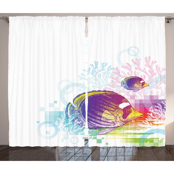 East Urban Home Animals Semi-Sheer Rod Pocket Curtain Panels | Wayfair