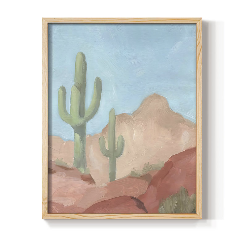 Sunny Saguaro II, reproduction encadrée - bois massif, Naturel, H 11 po x l 9 po