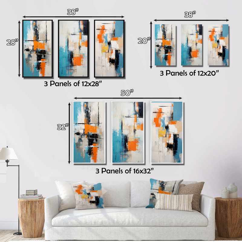 Cubist Visions Deconstrstruction Minimalisme II - Ensemble de 3 peintures abstraites, H 40 po x l 60 po
