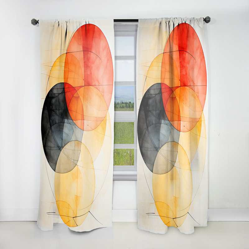 Longe - Abstract Curtain - Room Darkening Geometric Curtain - 1 Panels, 52" W x 63" L