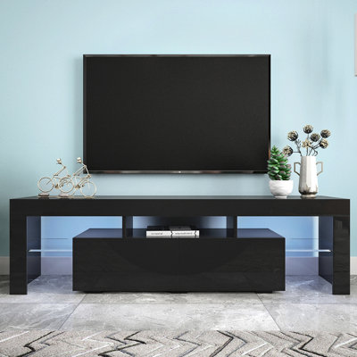 20 Colors Led Tv Stand With Remote, Modern Black, Suits 60 - 69 Inch 20-Colour Black Remote For Flat Screens