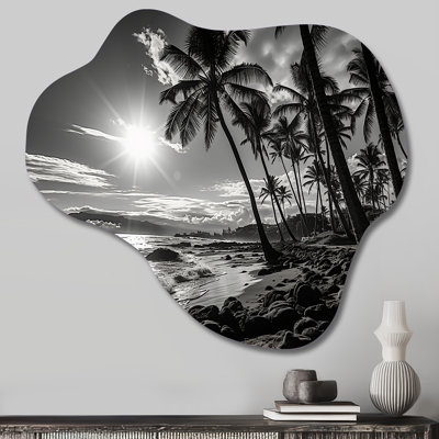 Hawaï noir et blanc Shadows of Aloha II - Hawaii asymétrique grand art mural en métal, impression d'art moderne nuage en métal
