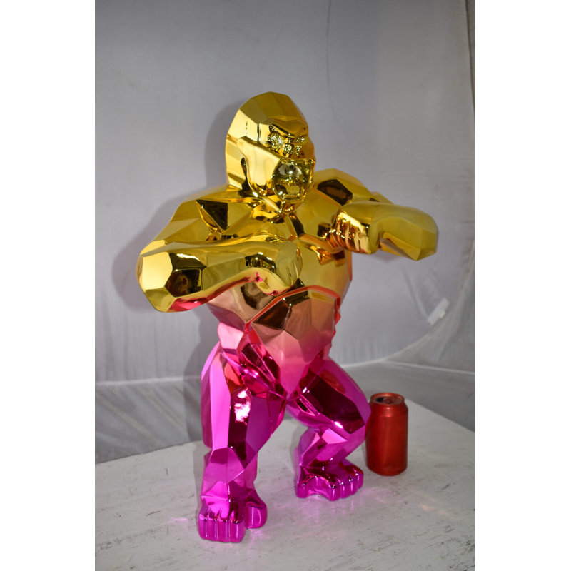 Statue Grados en textile King Kong, Or / rouge