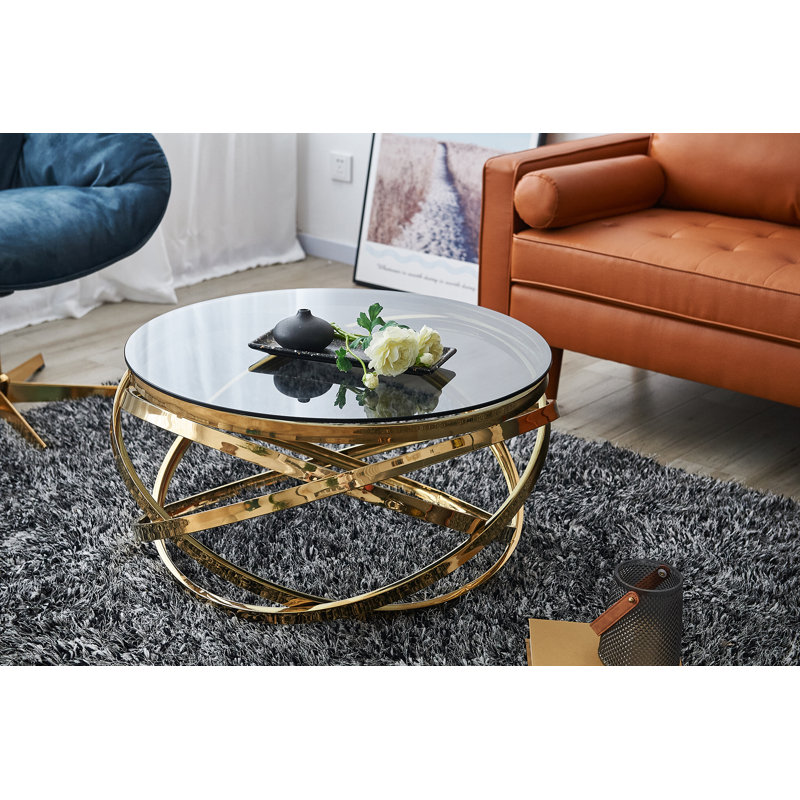 Coffee table Luxor silver 80 cm, Grey, Gold