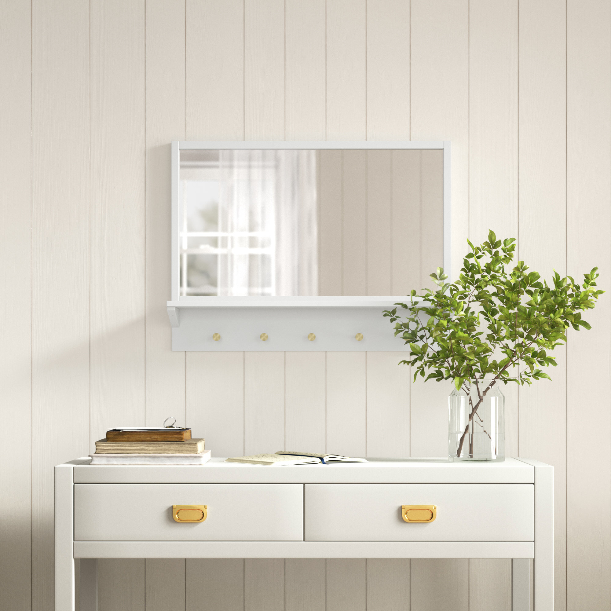 Adreanna Wood Rectangle Wall Mirror, 21" x 28", Pecan