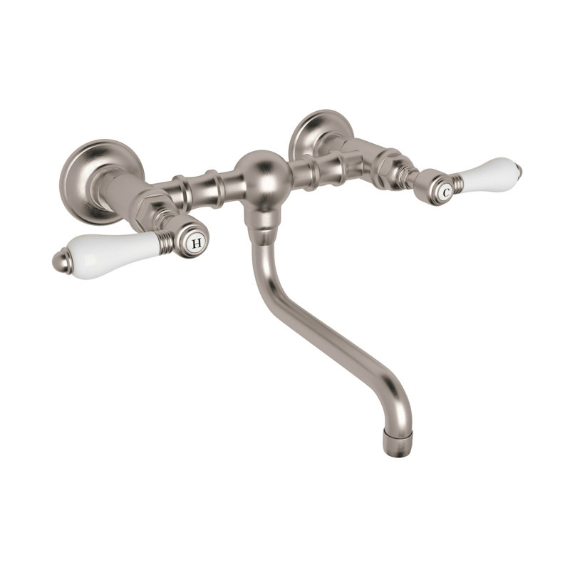 Acqui® Wall Mount Bridge Lavatory Faucet, Satin Nickel