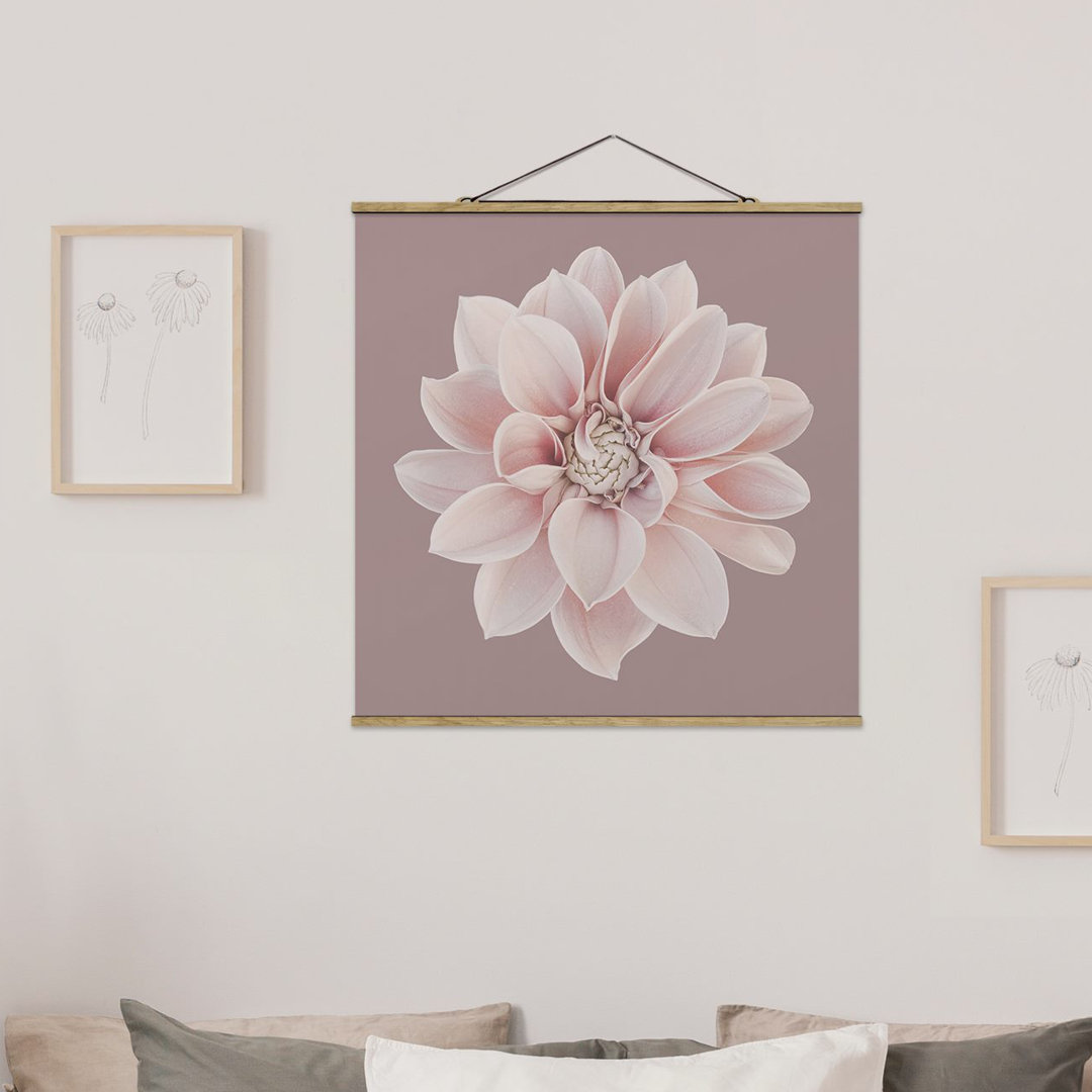 Stoffbild Dahlia Flower Lavender White Pink