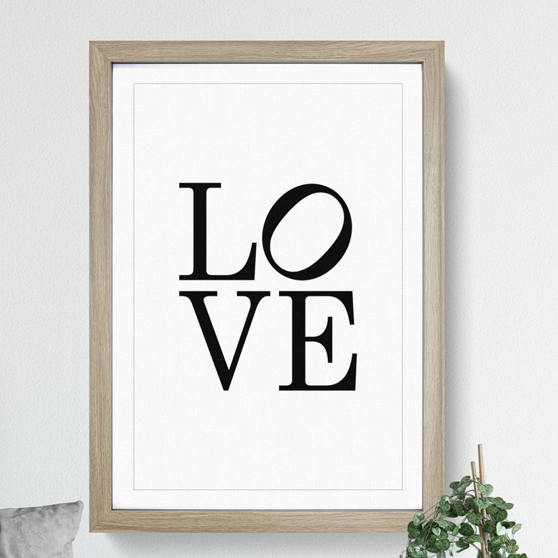 Love Lean - Picture Frame Typography, 36cm H x 27cm W x 2cm D, Walnut Framed