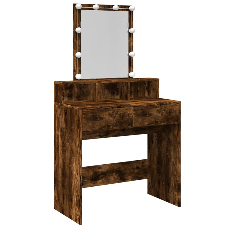 Simote Dressing Table with Mirror, Smoked Oak