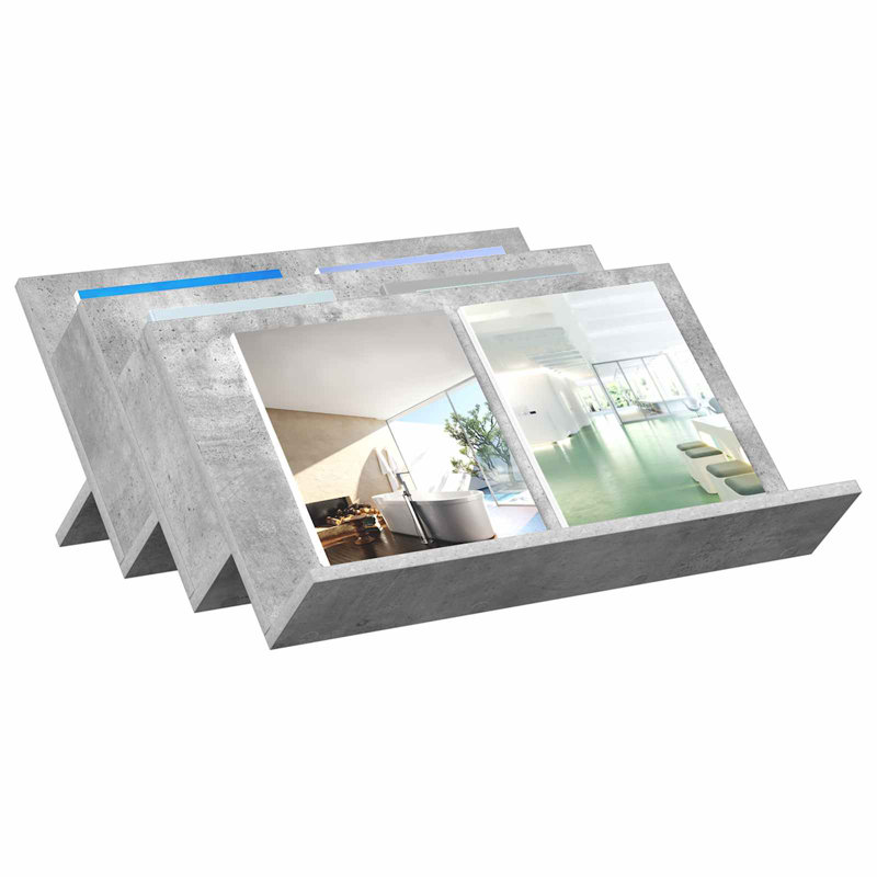 Wood Free Standing Magazine Rack, Grey