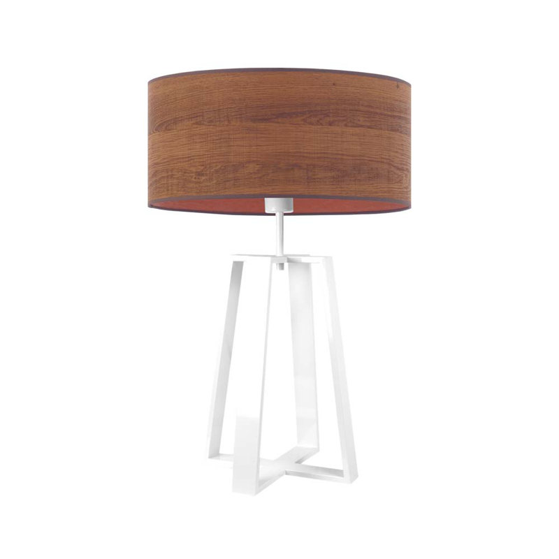 Bilyou Metal Table Lamp, White, Walnut