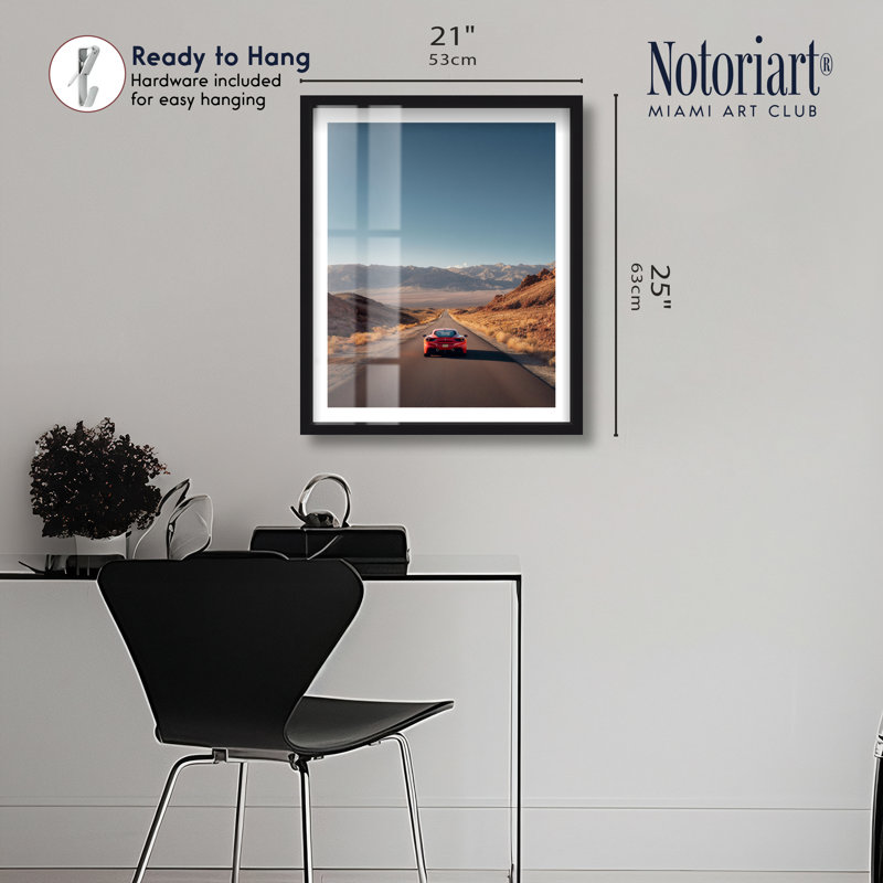 Décoration murale «Desert Drive» à motif de boîte-cadre glamour par Notoriart, cadre noir, 20 x 24, H 25 po x l 21 po