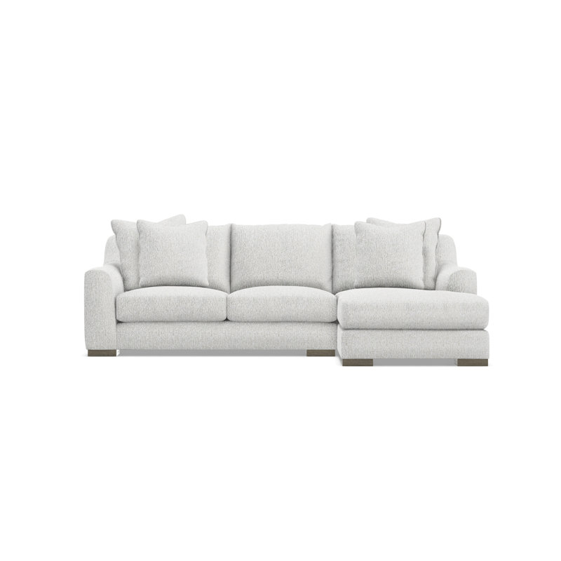 Gabi 3-Piece Fabric Sectional, 35" H x  105" W x 63.5" D, White Polyester, Right Hand Facing