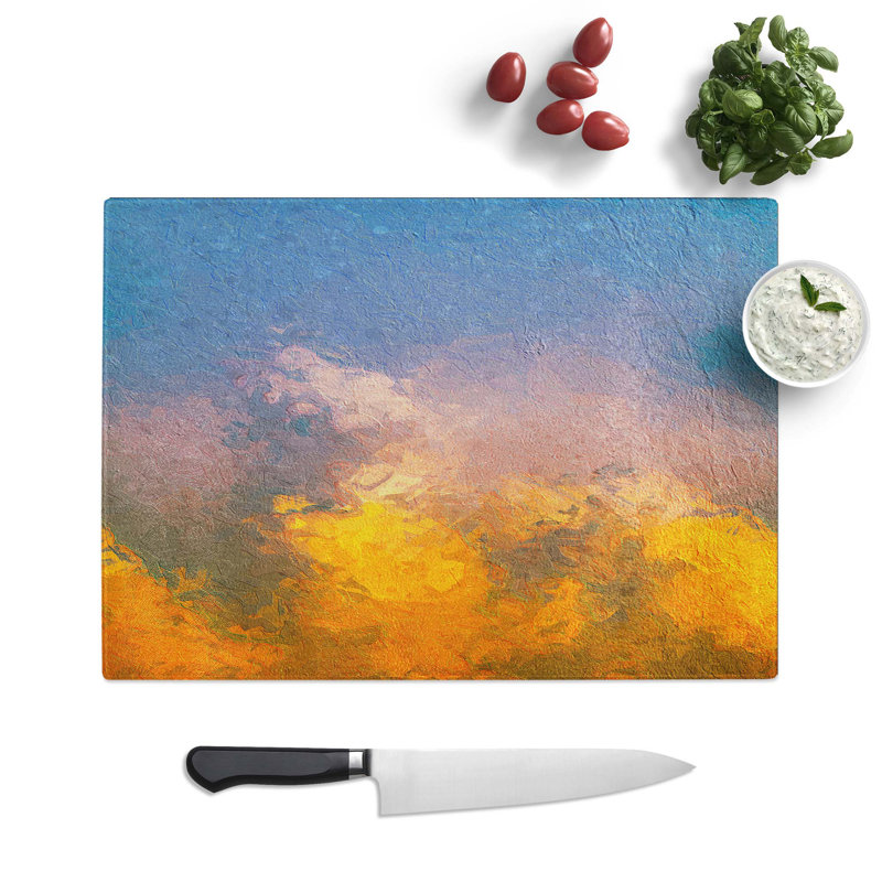 Tempered Glass Rising Clouds Chopping Board, 39 cm W x 28.5 cm L