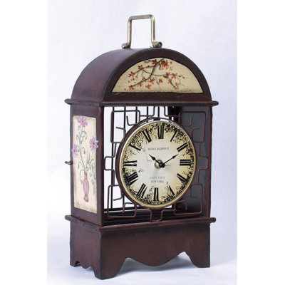 Analog Metal Quartz Tabletop Clock, Red