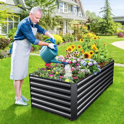 Chando 6x3x2ft Galvanized Raised Garden Beds Large Metal Garden Beds Galvanized Steel Planter Boxes Outdoor