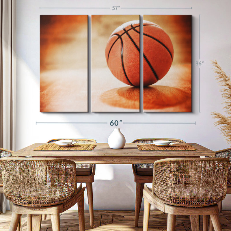 «Orange Basketball», 3 pièces, H 36 po x l 57 po x P 1,25 po