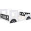Lit plateforme blanc classique avec roulettes, structure en bois de pin et roues en forme de voiture pour chambre à coucher-187885195-187885194