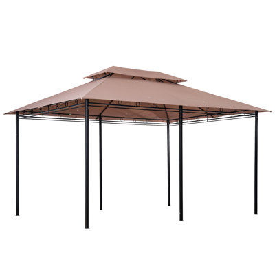 Khaki 10' X 13' Gazebo, Steel, For Backyard And Deck Entertainment Patio Gazebo Canopy, Khaki, Enjoyment