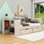 Lit en bois à deux tiroirs Northup avec station de charge et tablettes-879577632-879577633