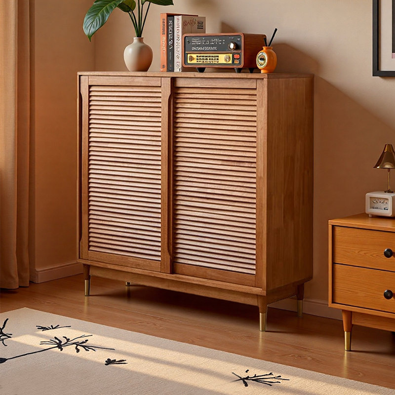 American style sliding shoe cabinet, Brown