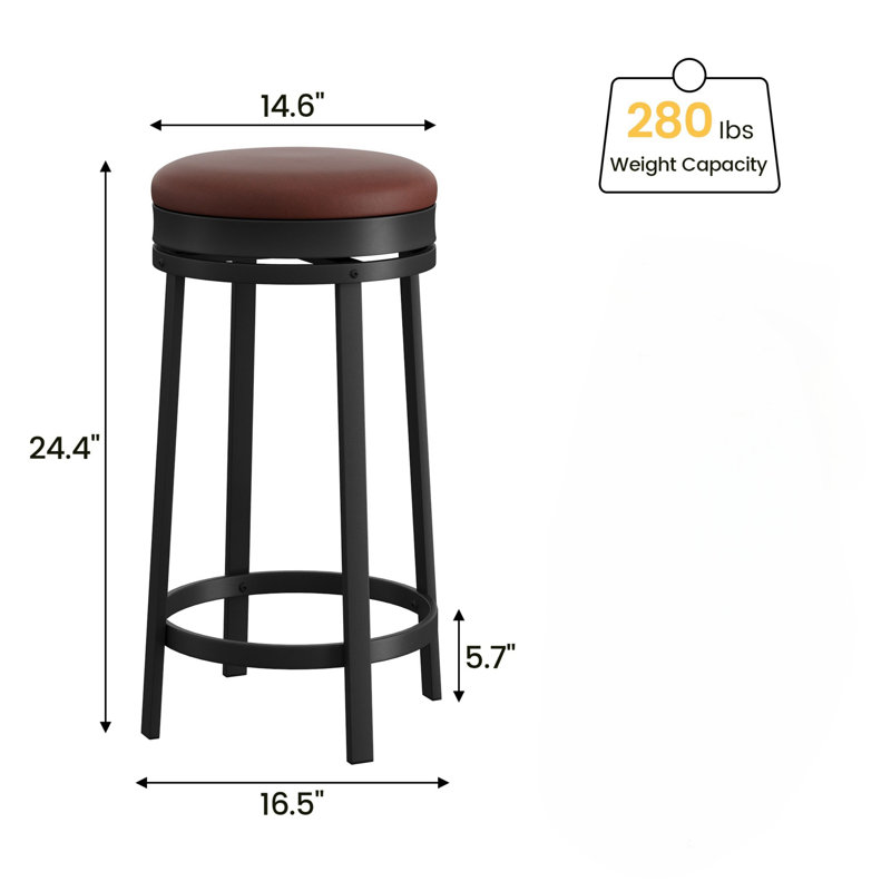 Villere Upholstered Counter Stool with Metal Frame