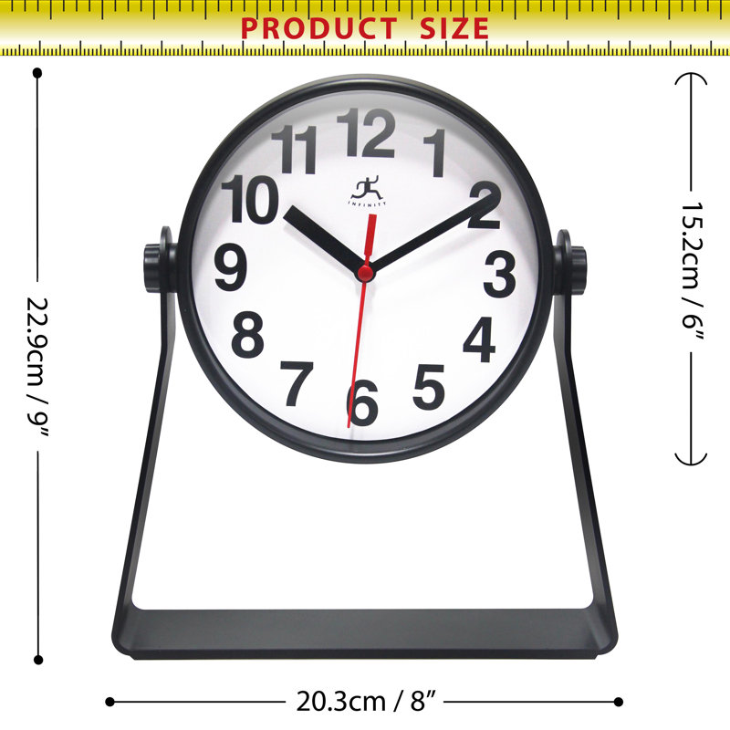 Table Clock Plastic Tabletop Clock 9 Inches