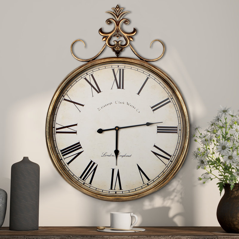 Alexandros Wall Clock Metal Antique-gold Accent Clock, 60 x 78.5cm
