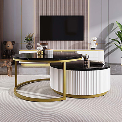Table basse gigogne moderne avec tiroir