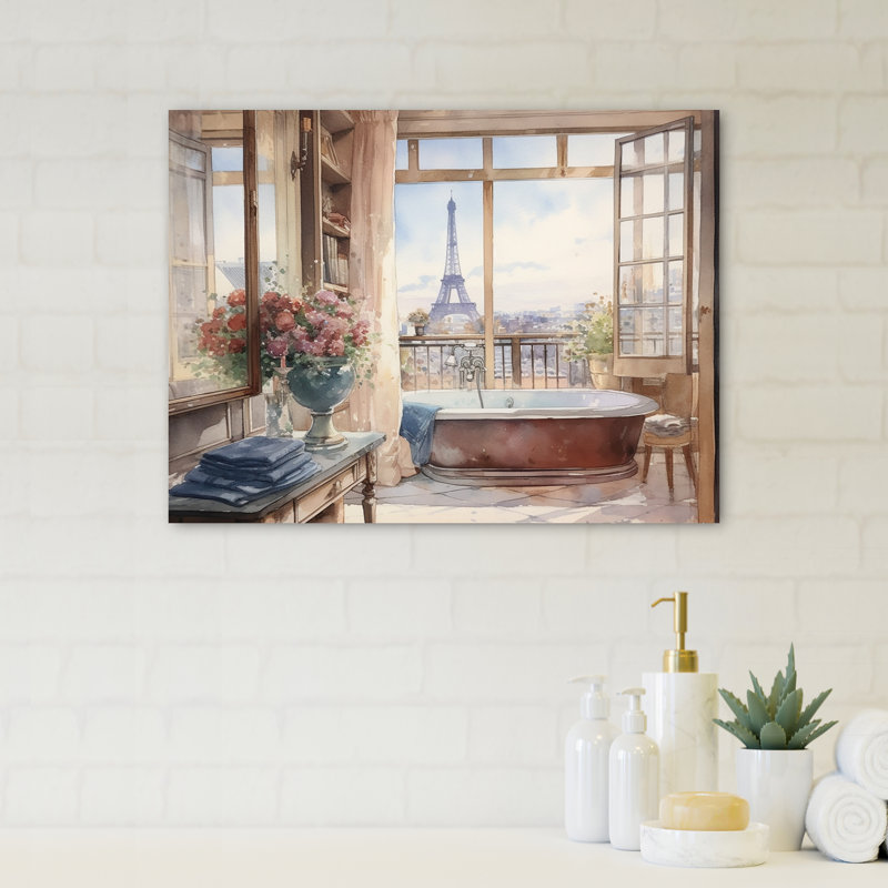 «Tamrat Bathaign Bliss With A View of The Eiffel Tower III», reproduction sur toile, H 12 po x l 20 po x P 1 po
