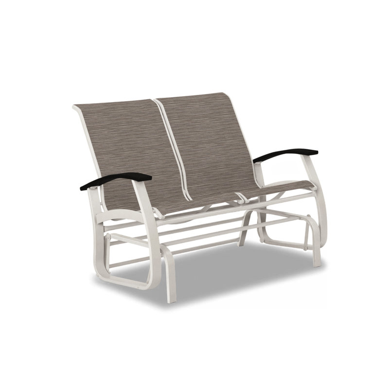 Belle Isle Outdoor Glider, Black P70, Textured Snow, Red 1D Sunbrella®