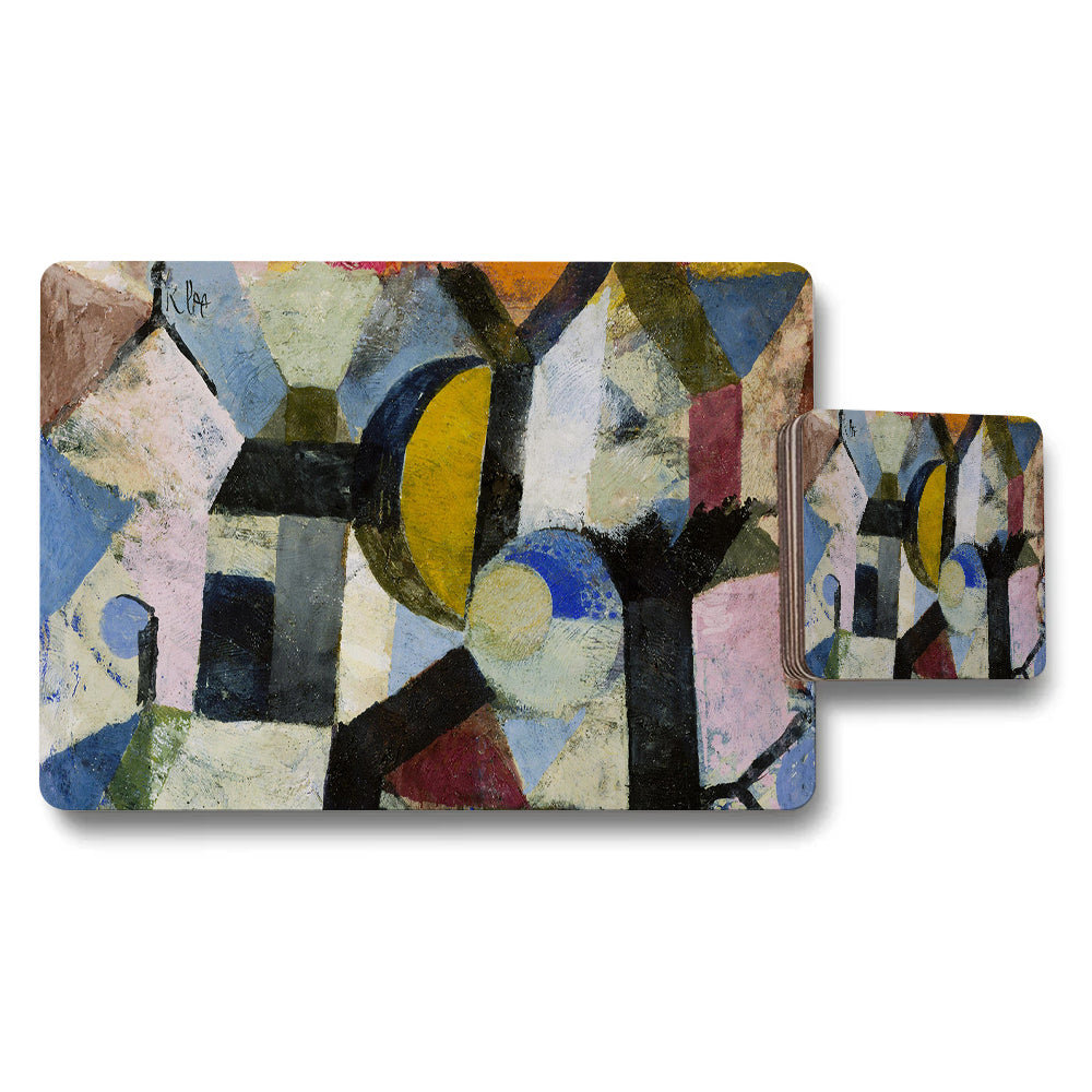 Abstract Geometric Artwork Placemat And Coaster Set