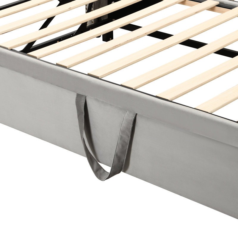 Lit de jour simple avec revêtement gris et lit gigogne ajustable pour adultes revêtus de plusieurs espaces fonctionnels, sans sommier tapissier