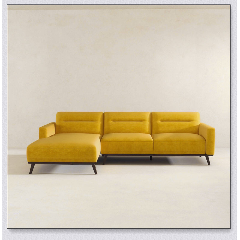 Ella L-Shaped Dark Yellow Linen Left Sectional Couch