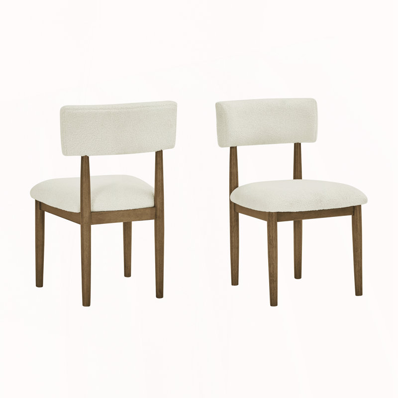 Upholstered Dining Chairs, Set of 2, Off White, Natural