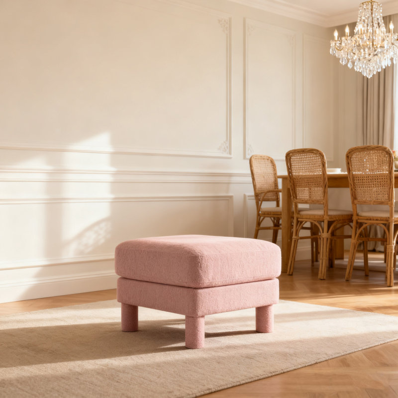 Repose-pieds en polyester avec quatre pieds robustes, Rose