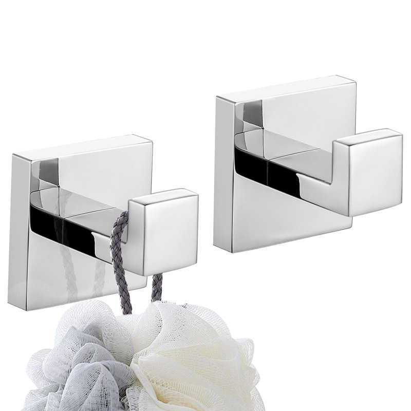 Stainless Steel Wall Mount Towel Hook (set Of 2), Polished Chrome