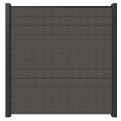 Ensemble de panneaux de clôture horizontaux argentés gris argenté avec cadre noir UltraEeasy Flat Style Enclosures 6 pi x 6 pi