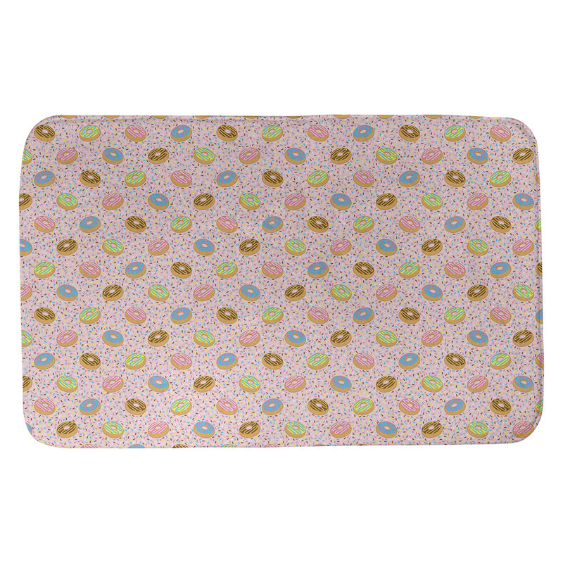 Tapis de salle de bain conuts Avicia, l 17 po x L 24 po, Rose / Bleu / Brun