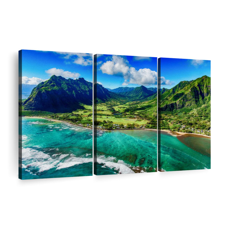 «Kualoa Coastal Landscape», 3 pièces, H 20 po x l 33 po