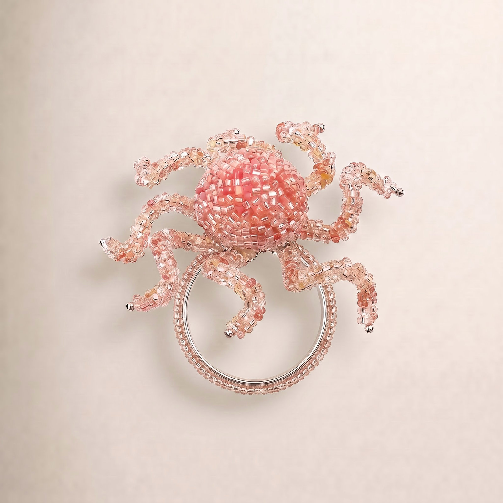 Beaded Octopus Napkin Ring, Orange