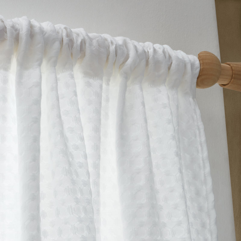 Muscat Waffle Slot Top Voile Curtain Panel Panel, White, 139.7cm Width x 229cm Drop