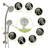 Multi Function Shower - 4.7" Rain Showerhead, 8 Hand Shower, Stainless Steel Hose, Adjustable Holder, Slide Bar, Angle Brushed Nickel Head System With Holder-127299595