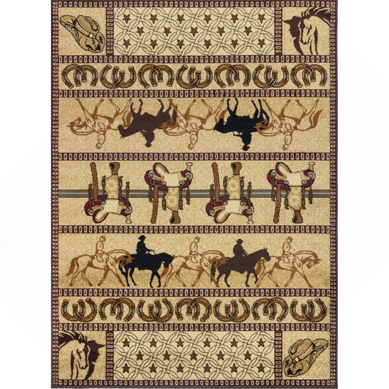 Beige Southwest Area Rug 5'3" x 7'3", Rectangle 5'3" x 7'3"